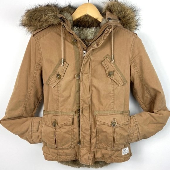 Aritzia Jackets & Blazers - Aritzia TNA Fur Lined Brown Military Jacket Sz XS